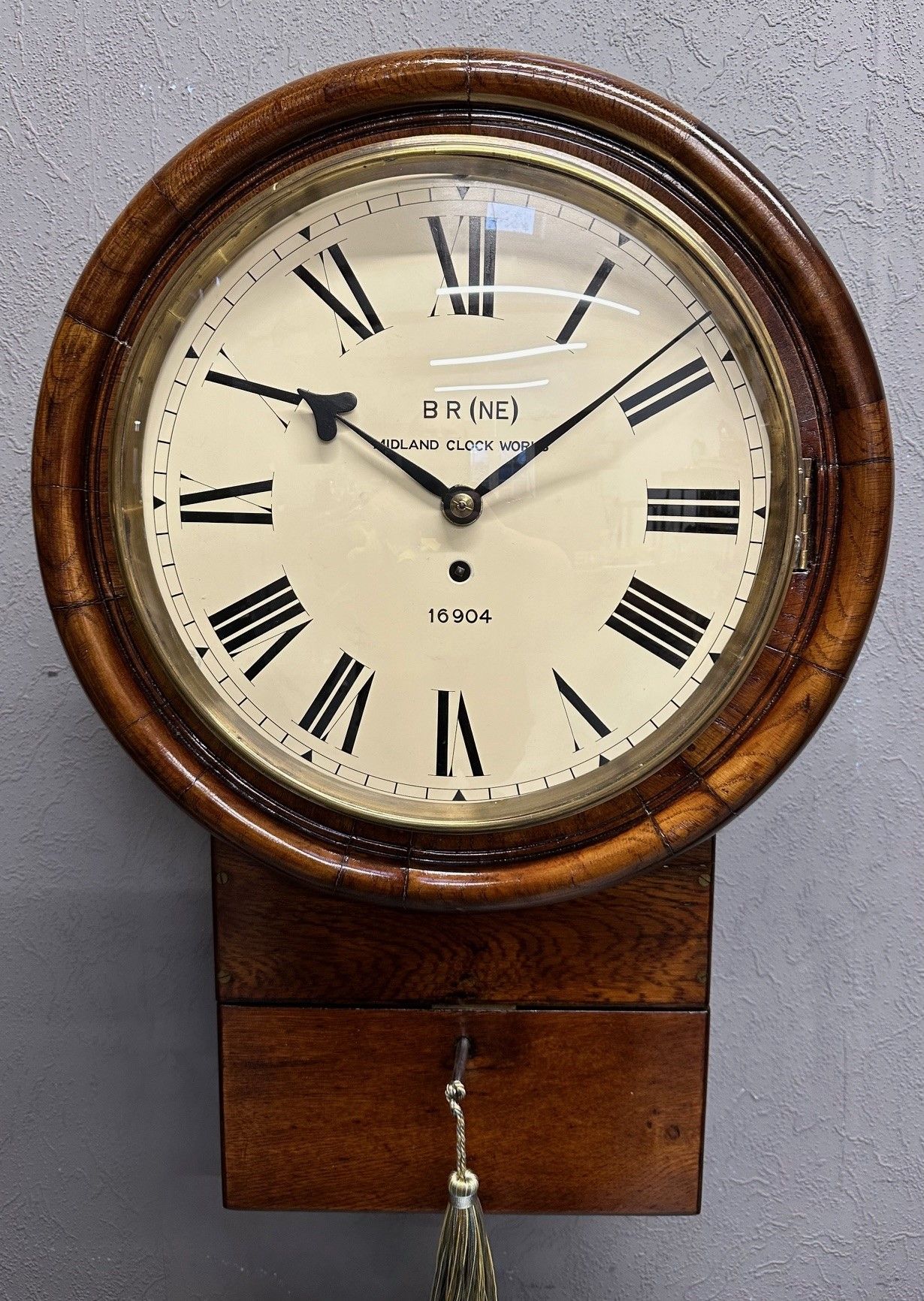 BR (NE) Midland Clock Works Fusee Wall Clock 1